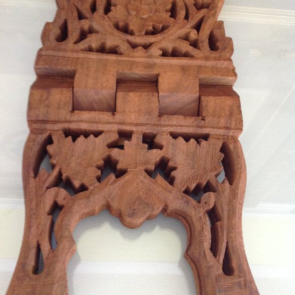 Vintage Folding Book Stand Hand Carved Sheesham Wood - Picture 4 of 4